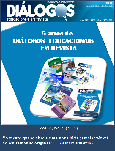 					View Vol. 6 No. 2 (2015): 5 anos de Diálogos Educacionais em Revista
				